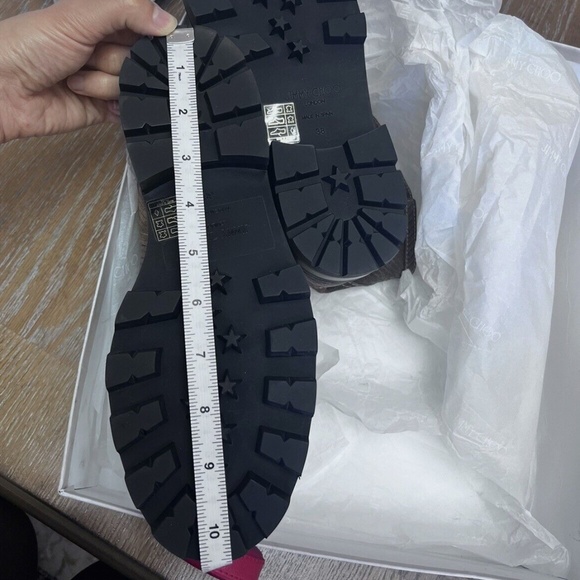 Jimmy Choo Leather Beige Clay Pull On Flat Ankle Suede Corduroy Buckle Boots - Picture 12 of 13